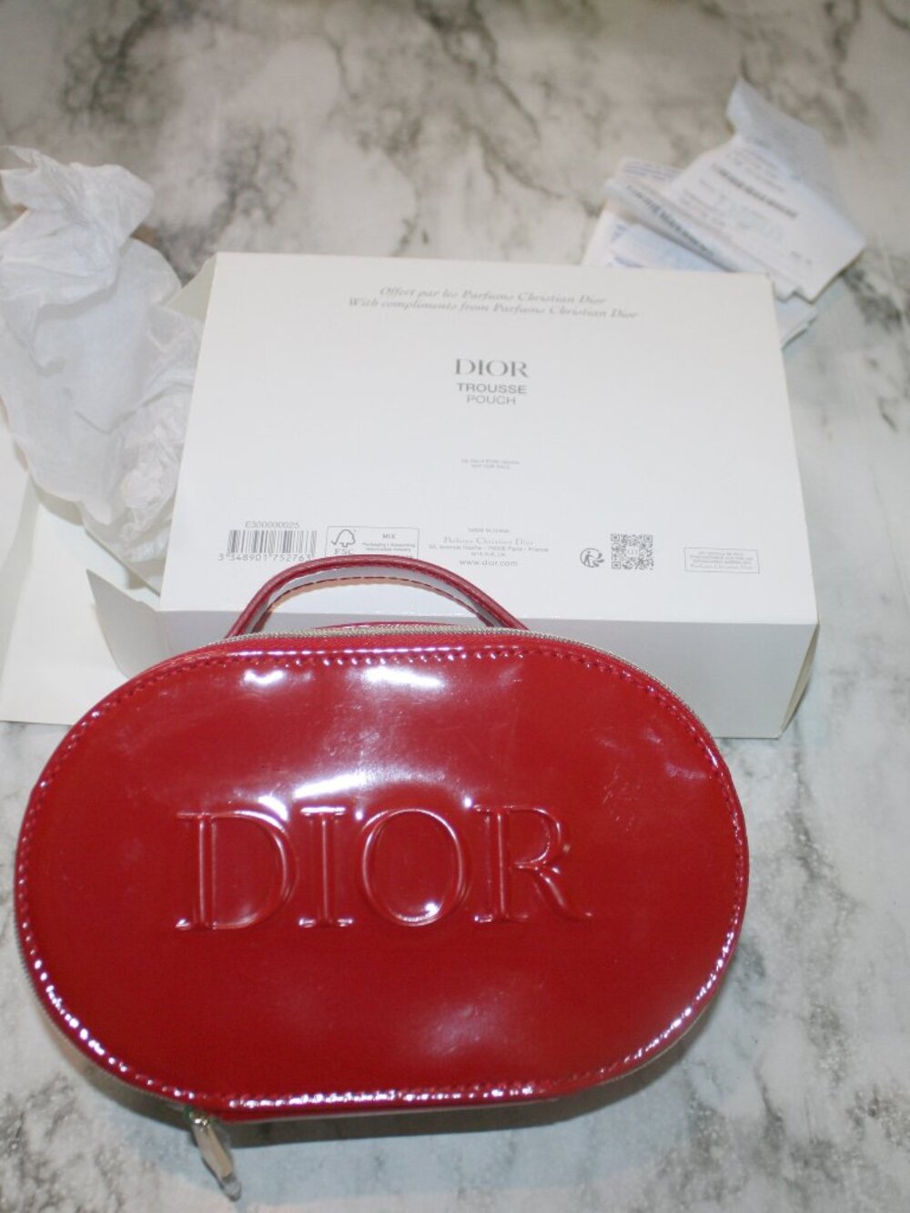 DIOR Makeup Mini Bag Purse Clutch Holiday Cocktail Party Red Patent Leather